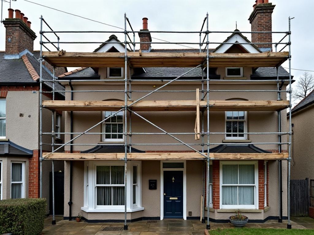 scaffolding against a Victorian end terrace